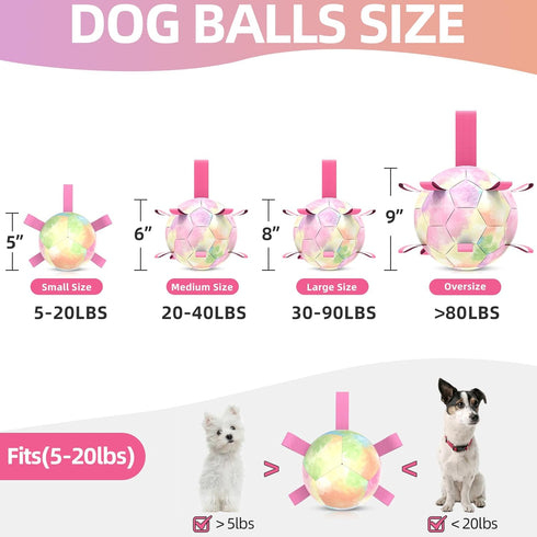 Dog Toys Soccer Ball with Straps, Durable Dog Balls for Tug of War, Puppy Birthday Gifts, Dog Water Toy Small Dogs-Rainbow?5 Inch?...